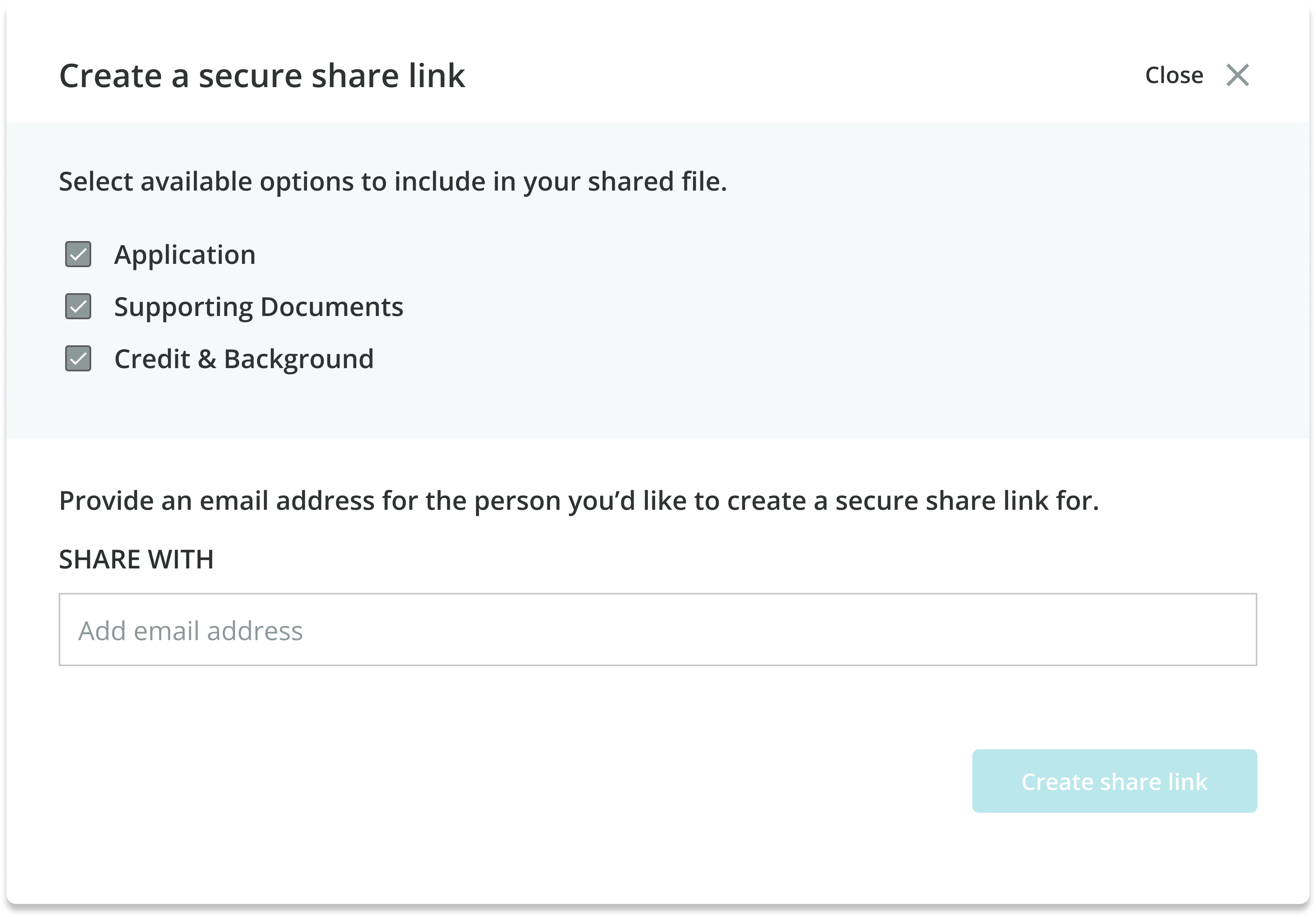 create a secure share modal.png